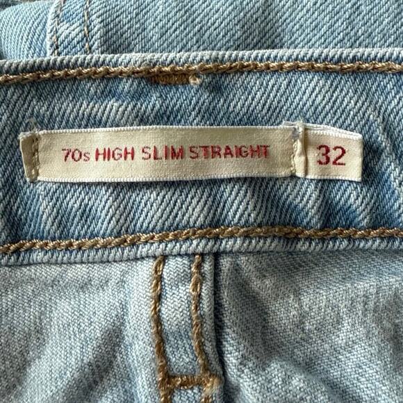 Levi’s Premium 70s High Rise Straight Denim Jeans Womens Plus 32 Raw Hem Cropped - Picture 3 of 12